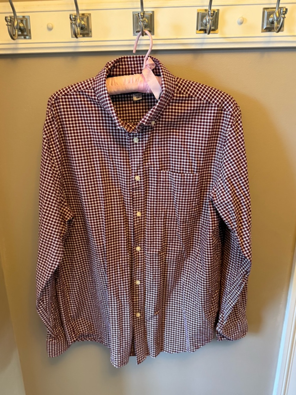 Simply Styled Men's Burgundy and White Gingham Button-Down Shirt